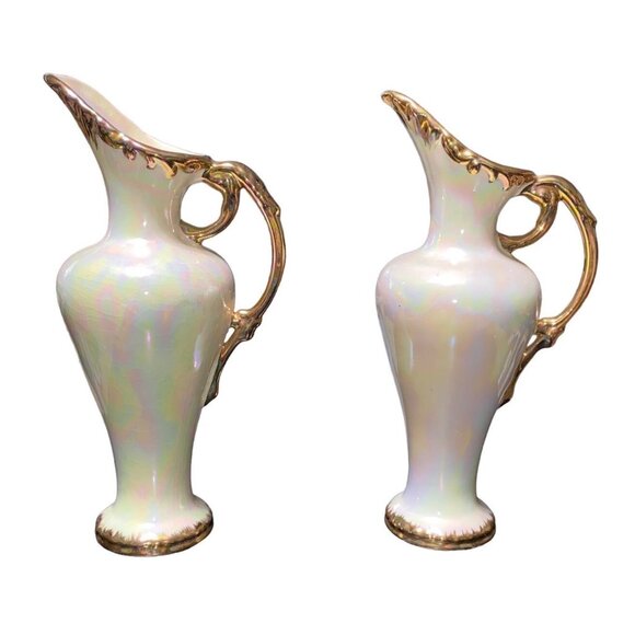 Vintage Lustre Line Pitcher With Gold Accents By Cathy - Picture 1 of 14